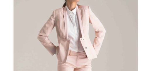 tailleur veste pantalon rose femme SOLENE MARTIN