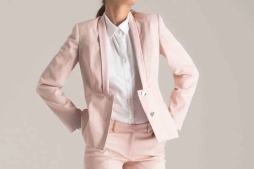 tailleur veste pantalon rose femme SOLENE MARTIN